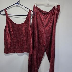 Victoria Secret Silky Pajama Set Red Stripes Large